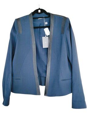 NWT | Foundrae | Open blazer with lamb leather trim | Navy Blue | Size 12